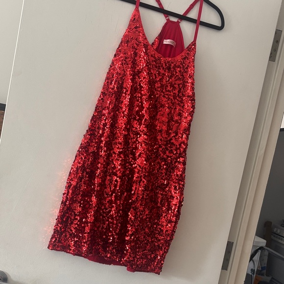 Maner Dresses & Skirts - Red Sequin Strappy Dress